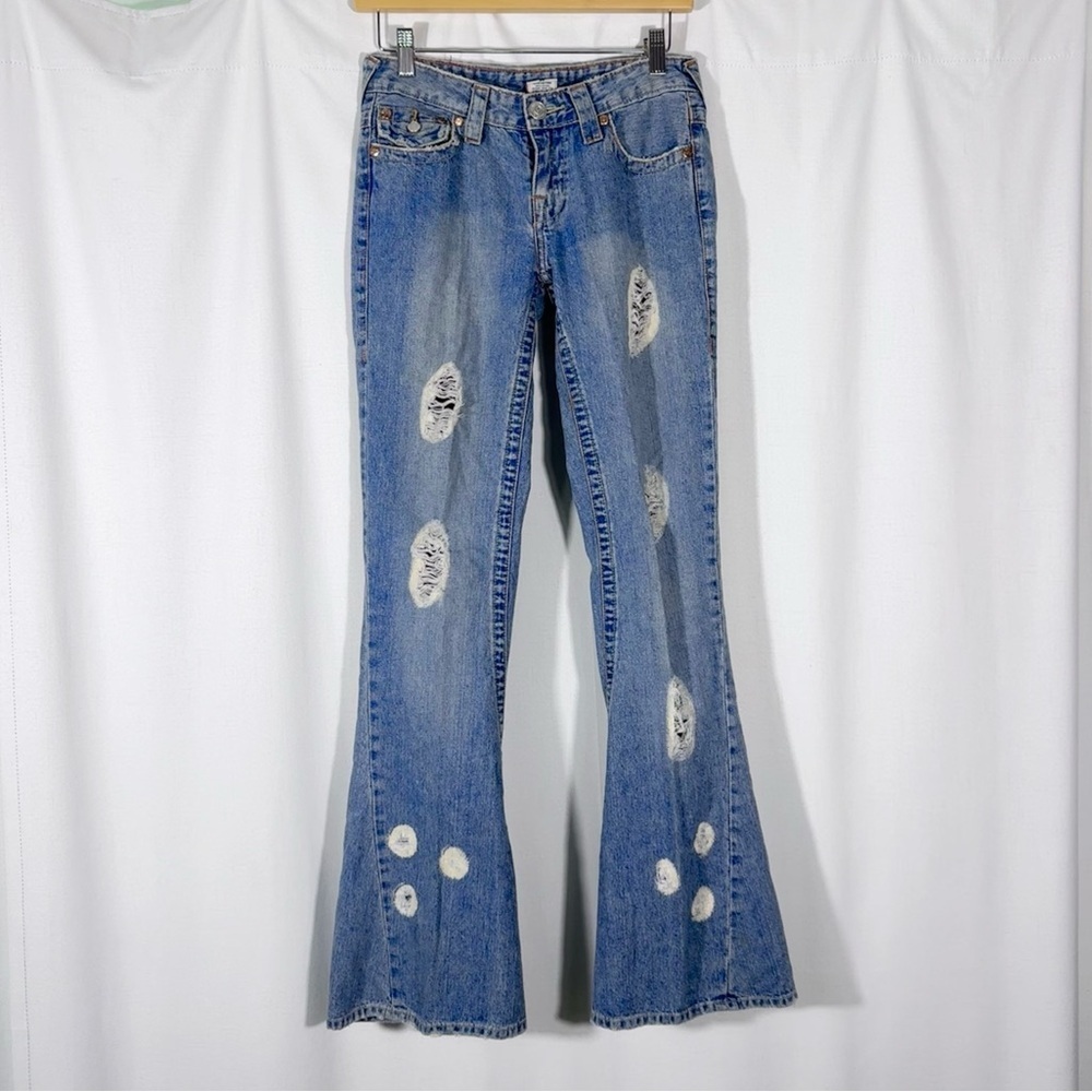 True Religion 2000s Distressed Low Rise Flare Jeans